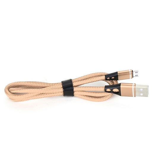 2x Nylon Braided Alloy Micro USB Charger Cable for Android Cellphone Devices - Gold