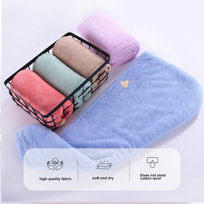 Rapid Drying Towel Dry Hair Cap Coral Fleece Absorbent Shower Cap Quick Drying