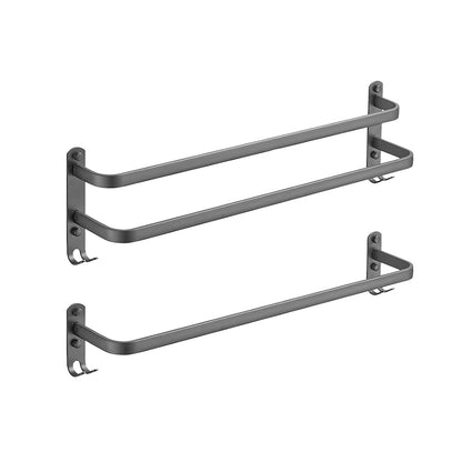 Wall Mounted Bathroom Rack Shelf Towel Rail Holder with Double Hooks