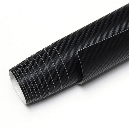 3D Carbon Fiber Vinyl Film Wrap Sheet Auto DIY Sticker Car Decal - Black