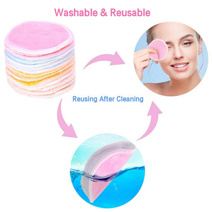 Natural Reusable Soft Gentle Makeup Remover Pads Foundation Cleaning Cotton Pad for Sensitive Skin - Pink