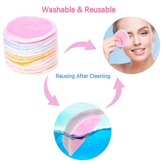 Natural Reusable Soft Gentle Makeup Remover Pads Foundation Cleaning Cotton Pad for Sensitive Skin - Pink