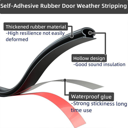 6M Rubber Seal Weather Strip Foam Sticky Tape for Door Window Draught Excluder