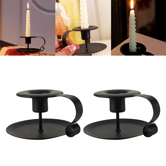 2 pcs Candlestick Holders with Handrail Candle Stands Vintage Decoration for Christmas Halloween Valentines