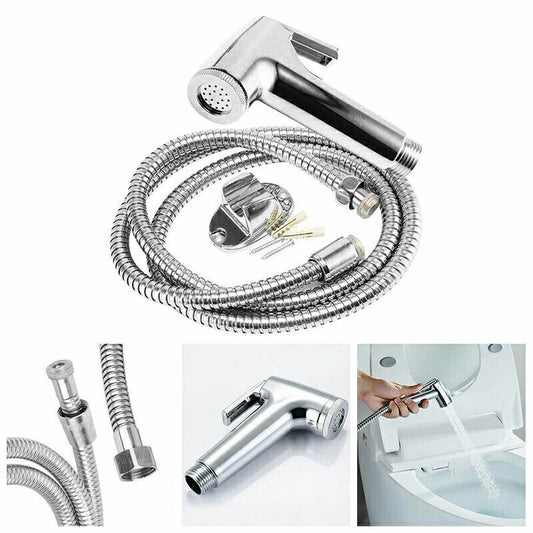 Chrome Muslim Shower Head and Hose Bidet Spray Tap for Toilet Hygienic