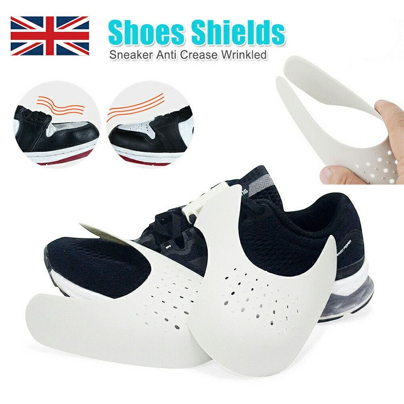 Shoe Trainer Protector Reusable Anti Crease Sneaker Shields Toe Box Decreaser for Men UK 7-12 - White