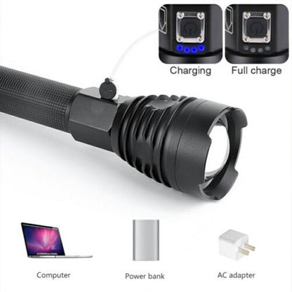 UKCA High Quality USB Rechargeable Flashlight P90 LED Torch Zoomable Super Bright Torch