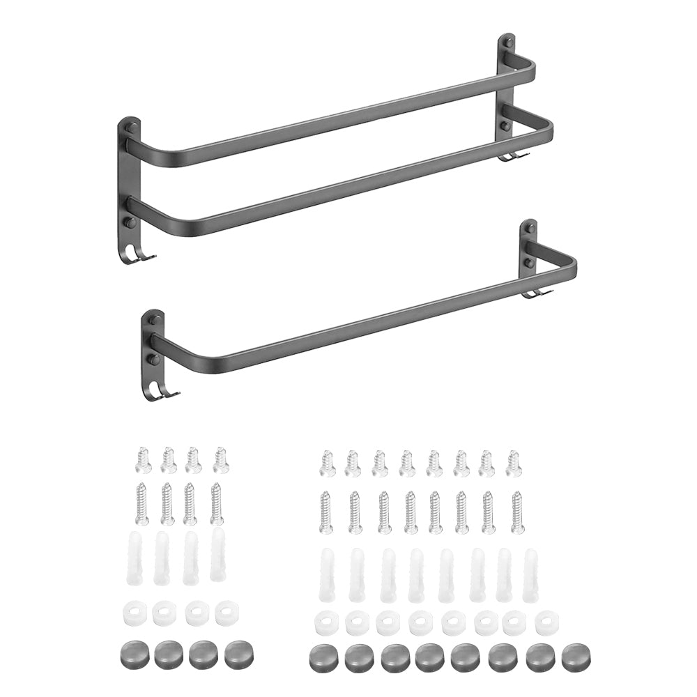 Wall Mounted Bathroom Rack Shelf Towel Rail Holder with Double Hooks