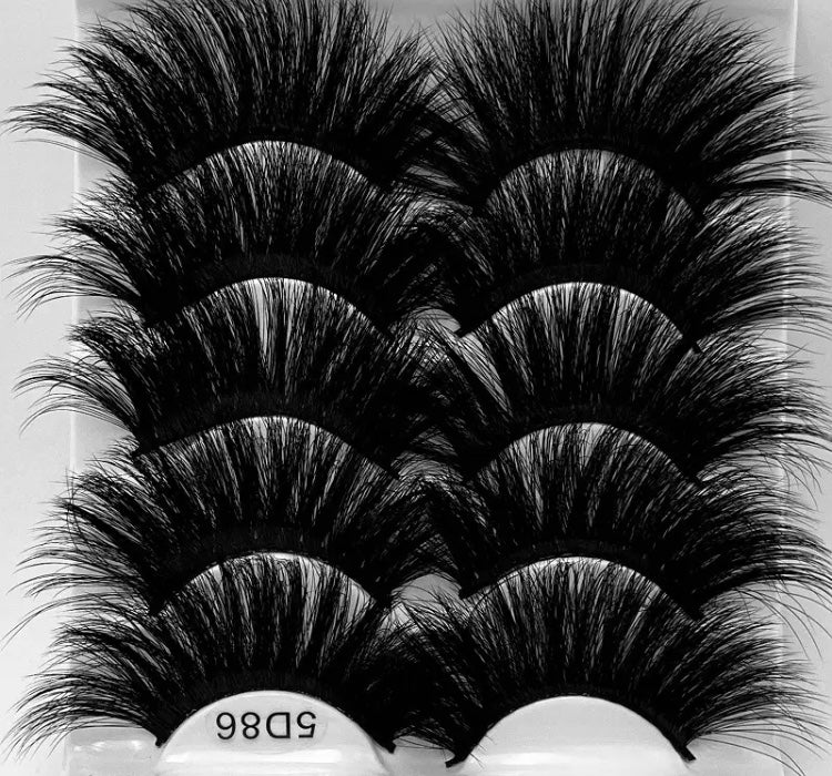 New 5 Pairs Mink Hair Lashes 25mm 5D Fluffy Soft Fals Eyelashes Natural Long Thick Eyelash extension Reusable Fake Lash make up