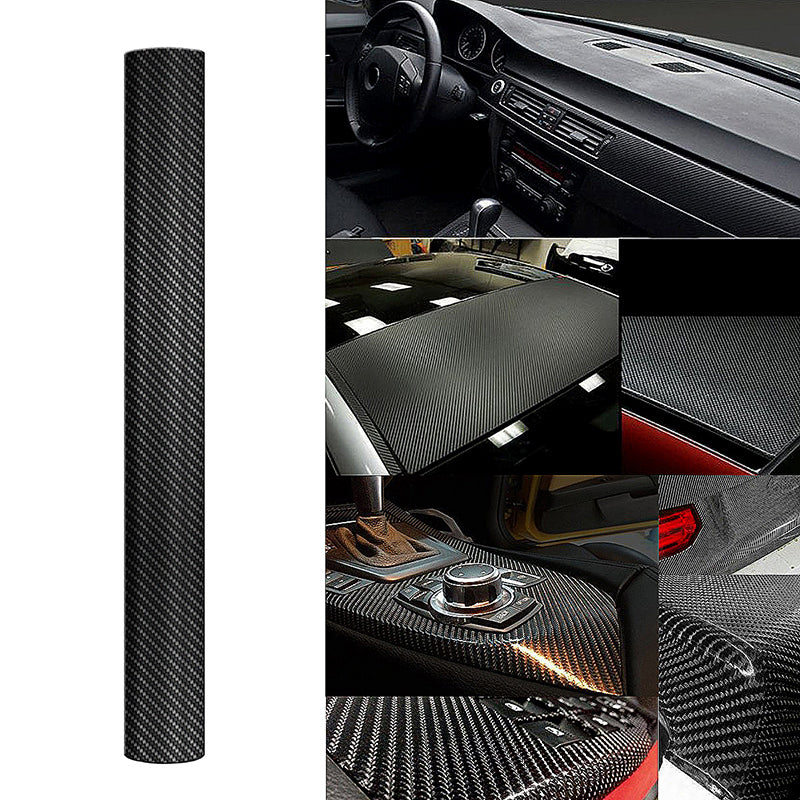 3D Carbon Fiber Vinyl Film Wrap Sheet Auto DIY Sticker Car Decal - Black