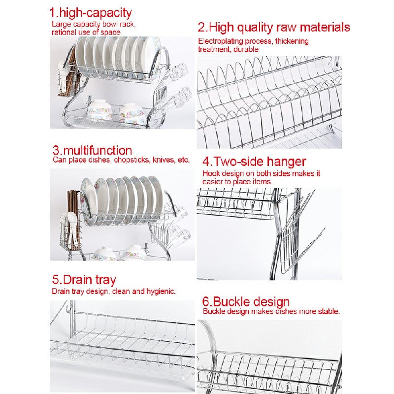 "Elevate Your Kitchen Organization with Our 2 Tier Dish Drainer Rack!"