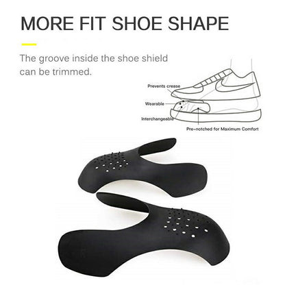 Reusable Anti Crease Sneaker Shields Shoe Trainer Protector Toe Box Decreaser for Women UK 3-6.5 - Black