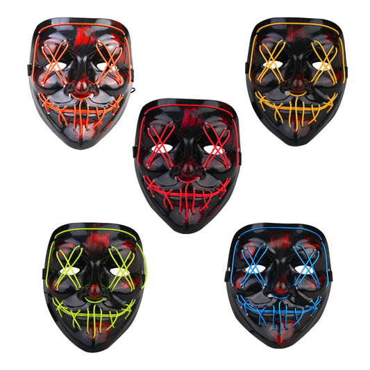 Light Up Purge Mask Led Scary Halloween Cosplay Masks for Adults