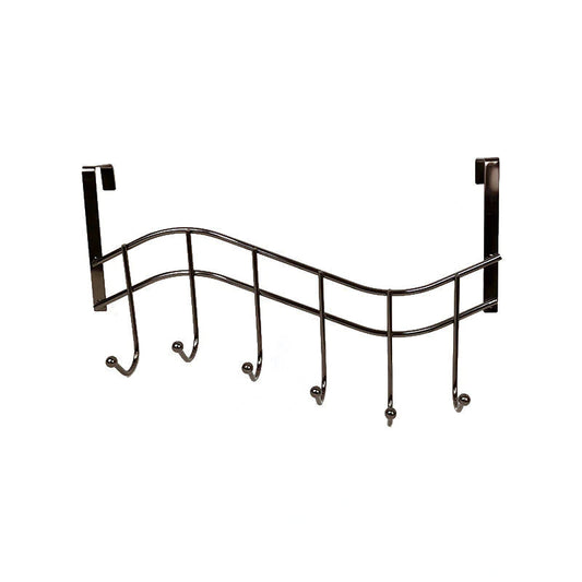 Over Door Hooks 6 Hooks Coat Clothes Storage Rack Wall Hanger Black 44 cm
