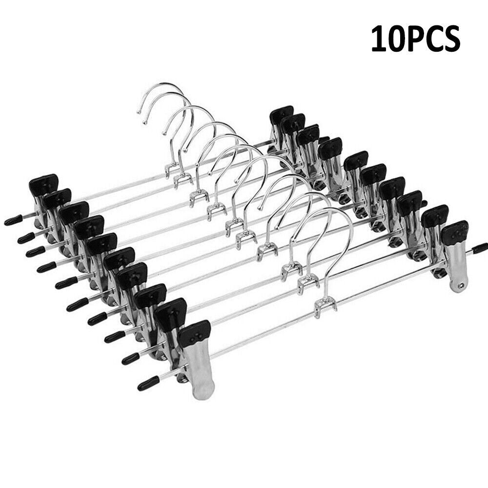 10 PCS Strong Metal Clips Hangers Clothes Coat Rack, Black