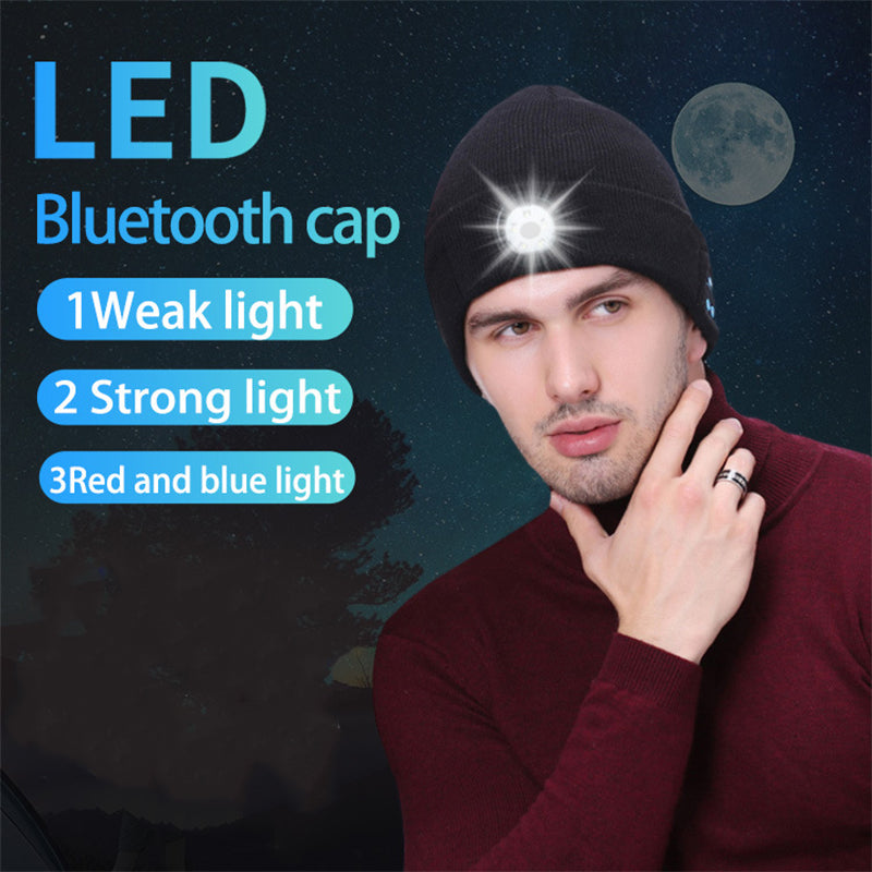 Bluetooth Beanie Unisex Torch Hat Winter Knitted Cap with Headphones