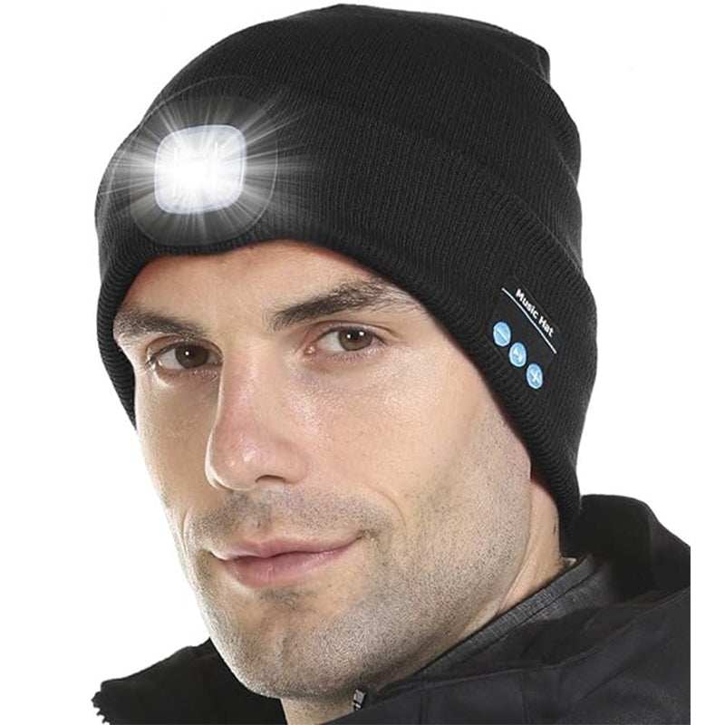 Bluetooth Beanie Unisex Torch Hat Winter Knitted Cap with Headphones