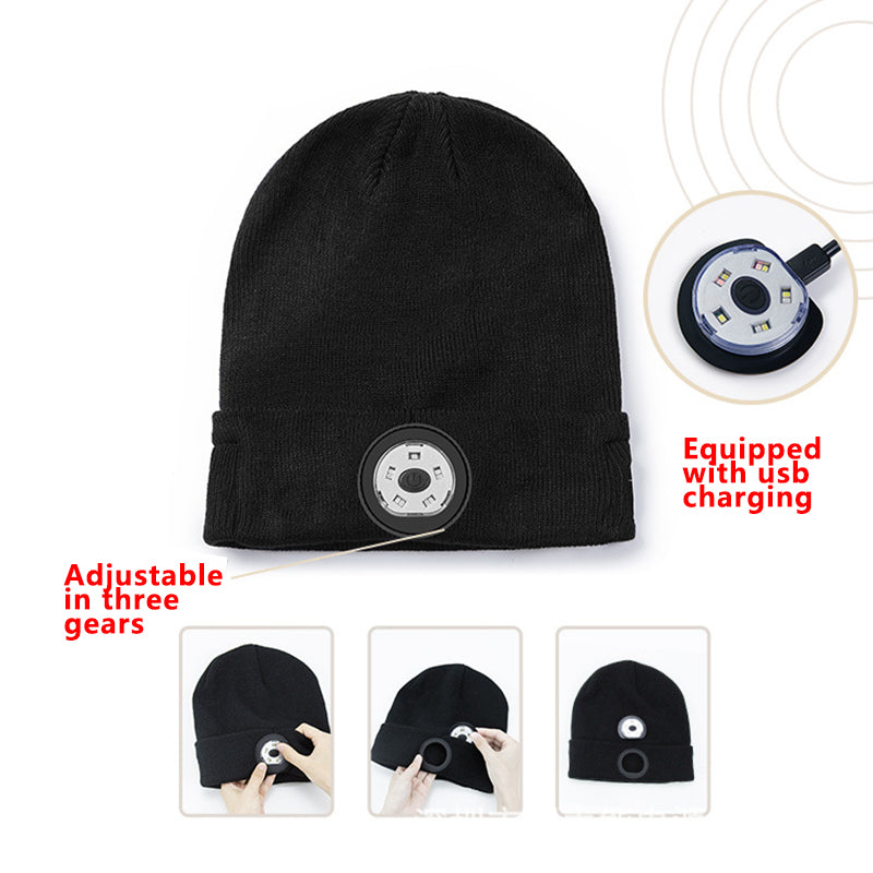 Bluetooth Beanie Unisex Torch Hat Winter Knitted Cap with Headphones