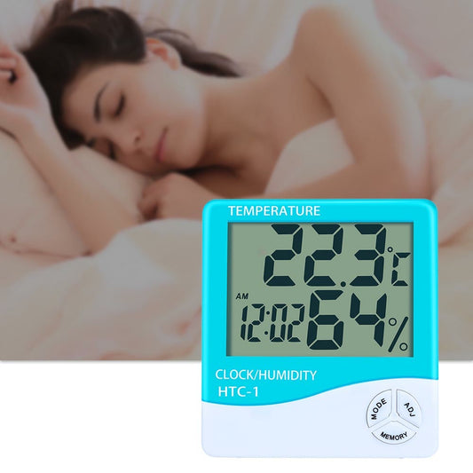 Digital Thermometer Humidity Meter Room Indoor Temperature LCD Clock Hygrometer