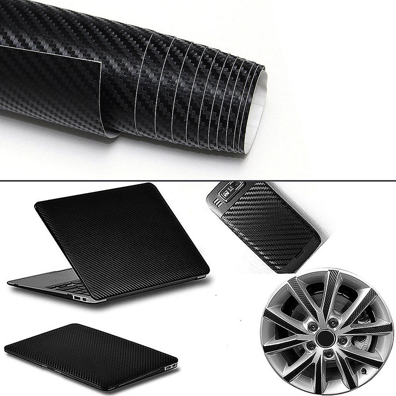 3D Carbon Fiber Vinyl Film Wrap Sheet Auto DIY Sticker Car Decal - Black