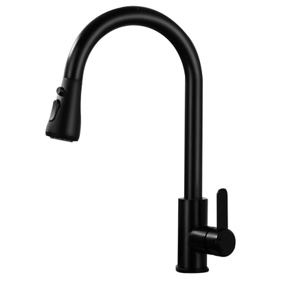 Stainless Steel Kitchen Taps Sink Mixer Pull Out Spray Tap Single Faucet - Black