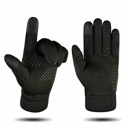 Winter Warm Windproof Fleece Lined Thermal Touch Screen Gloves for Outdoor Sport - Black