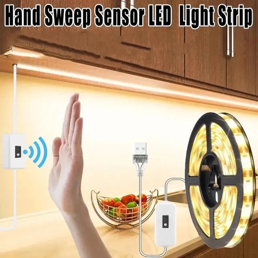 USB LED Strip Lights Motion Led Light Tape TV Backlight Kitchen LED Strip Hand Sweep Waving ON OFF Sensor Cabinet Diode Light warm light