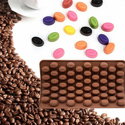 55 Mini Coffee Beans Chocolate Mold Candy Ice Cube Jelly DIY Cake Decoration Baking Molds