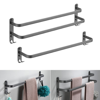 Wall Mounted Bathroom Rack Shelf Towel Rail Holder with Double Hooks