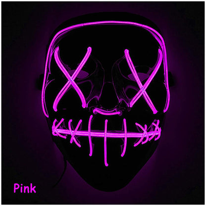 Light Up Purge Mask Led Scary Halloween Cosplay Masks for Adults