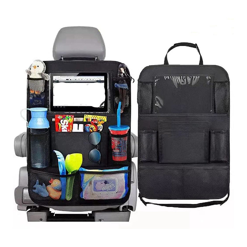 2X Car Back Seat Organiser iPad Tablet Holder Storage Kick Mats Kids Toys Bag - 10 Pockets