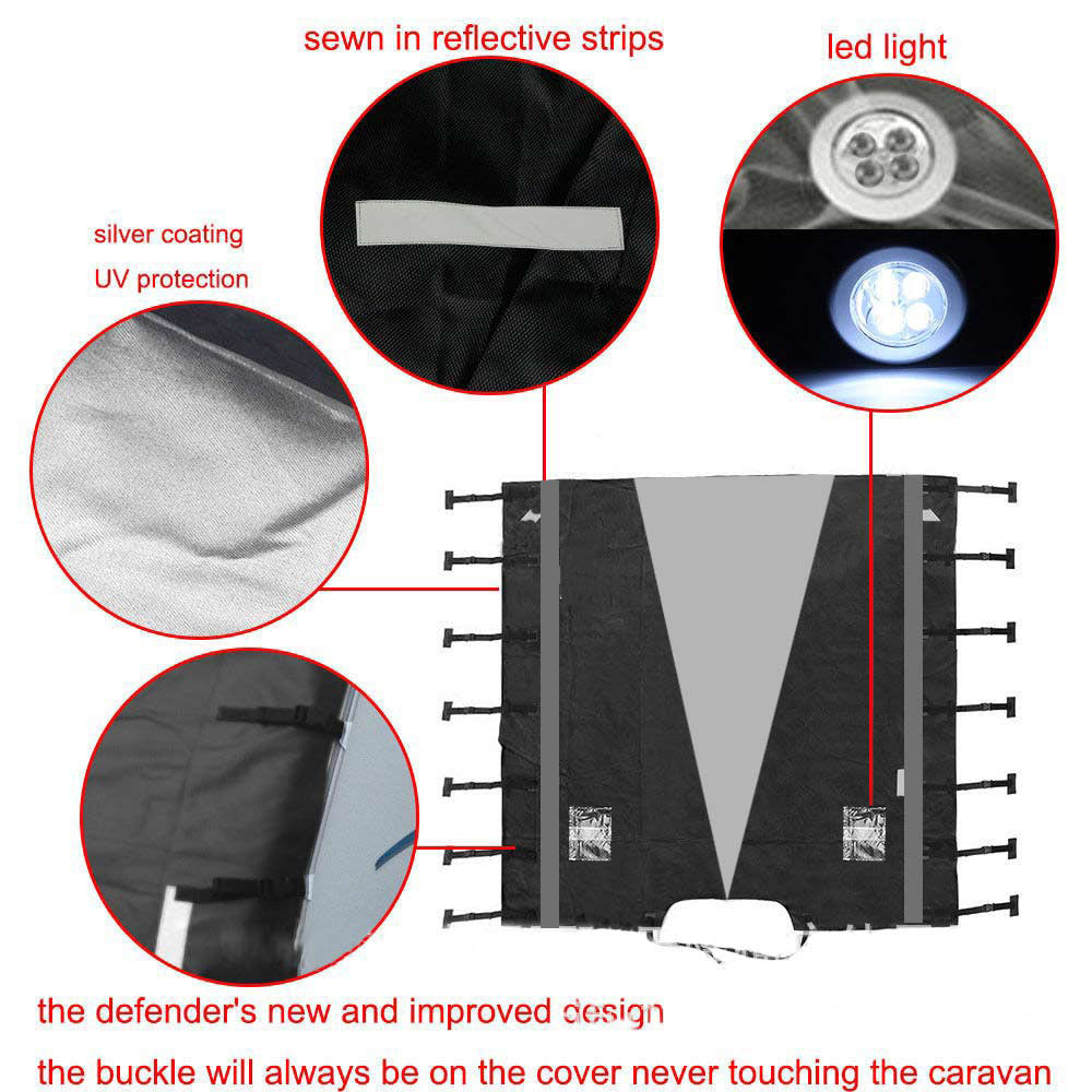 210D Caravan Front Towing Protector Covers Towing Cover Protector Universal Shield Guard - Black + Gray