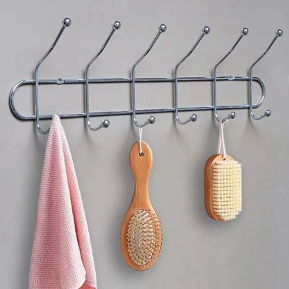 Chrome Door Hanger Rack 6 Hook Medium Rack Hanger for Clothes