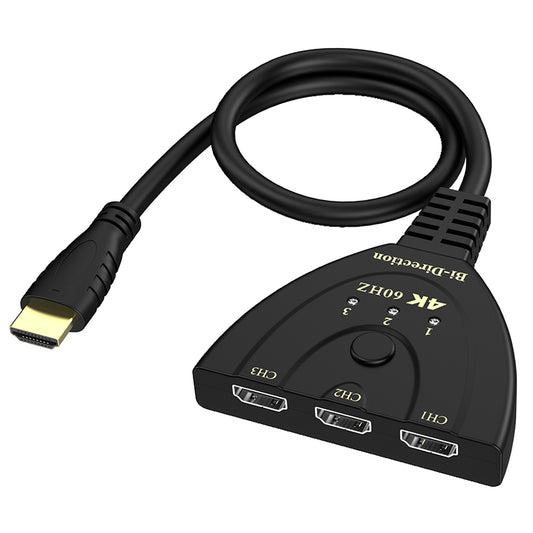 4K 3 Port HDMI Switch Splitter 3-To-1 Bi-Directional Cable