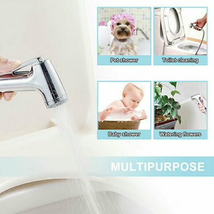 Chrome Muslim Shower Head and Hose Bidet Spray Tap for Toilet Hygienic