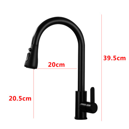 Stainless Steel Kitchen Taps Sink Mixer Pull Out Spray Tap Single Faucet - Black