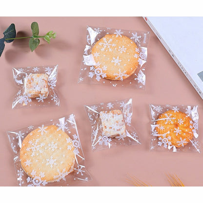 100 pcs Christmas Cellophane Candy Bag Biscuit Cookie Gift Bags - Snowflake