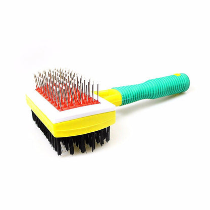 Pet Double Sided Grooming Brush for Massaging and Cleaning Removes Knots and Tangles - Random Colour