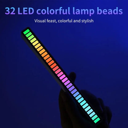 32 LEDS Smart RGB Light Bar LED Light Music Rhythm Ambient Pickup Lamp With App Control For TV Compute Gaming Desktop Decor - white