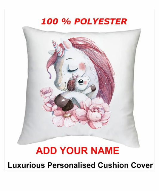 Personalised Unicorn Cushion case cover, 40x40 cm, add any name, Unicorn cushion