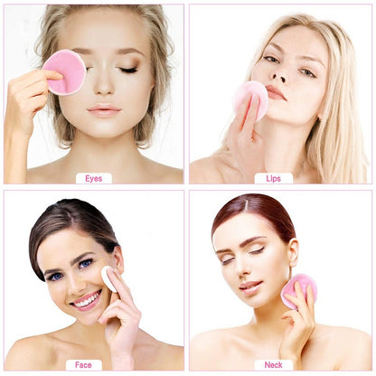 Natural Reusable Soft Gentle Makeup Remover Pads Foundation Cleaning Cotton Pad for Sensitive Skin - Pink