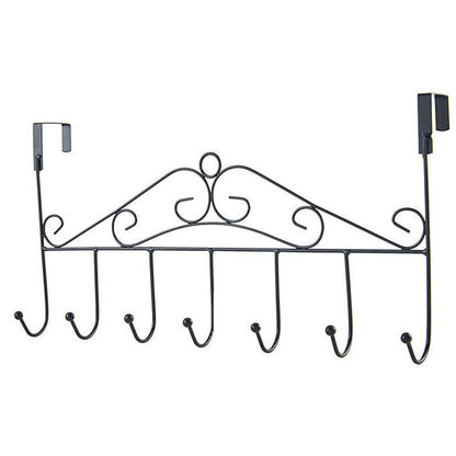 Over Door Metal Coat Hook Door Hanger Vintage Rack - Black 40 x 21 cm