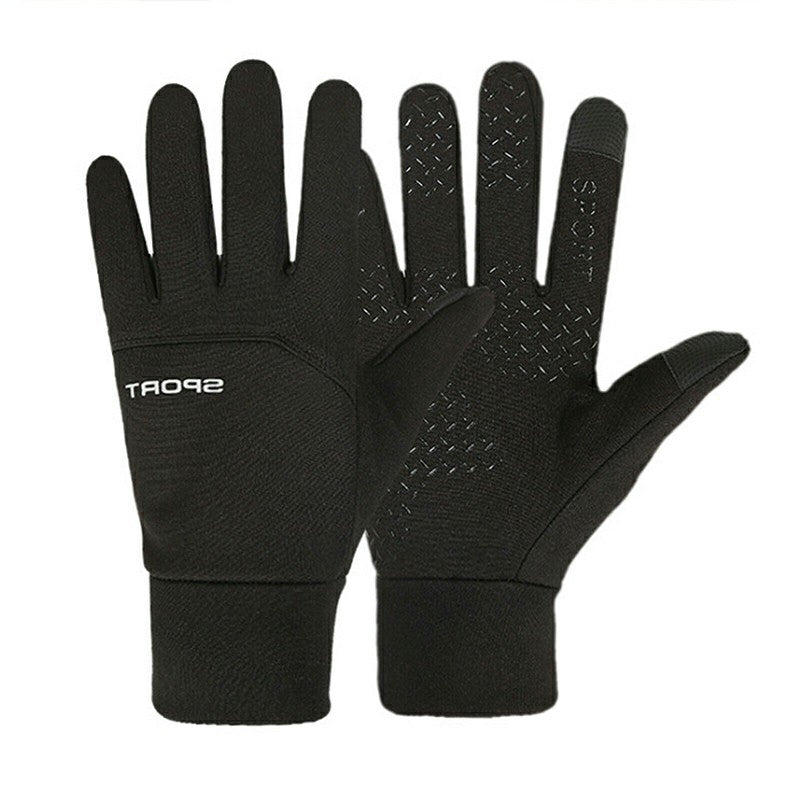 Winter Warm Windproof Fleece Lined Thermal Touch Screen Gloves for Outdoor Sport - Black