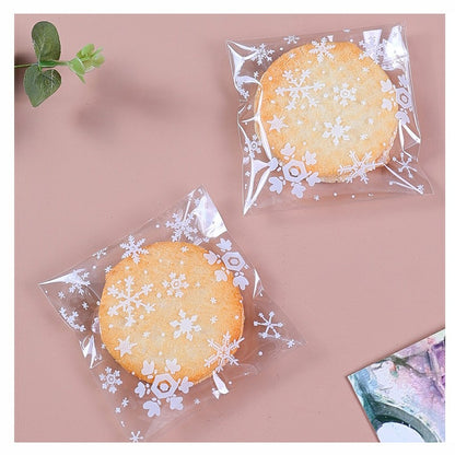 100 pcs Christmas Cellophane Candy Bag Biscuit Cookie Gift Bags - Snowflake