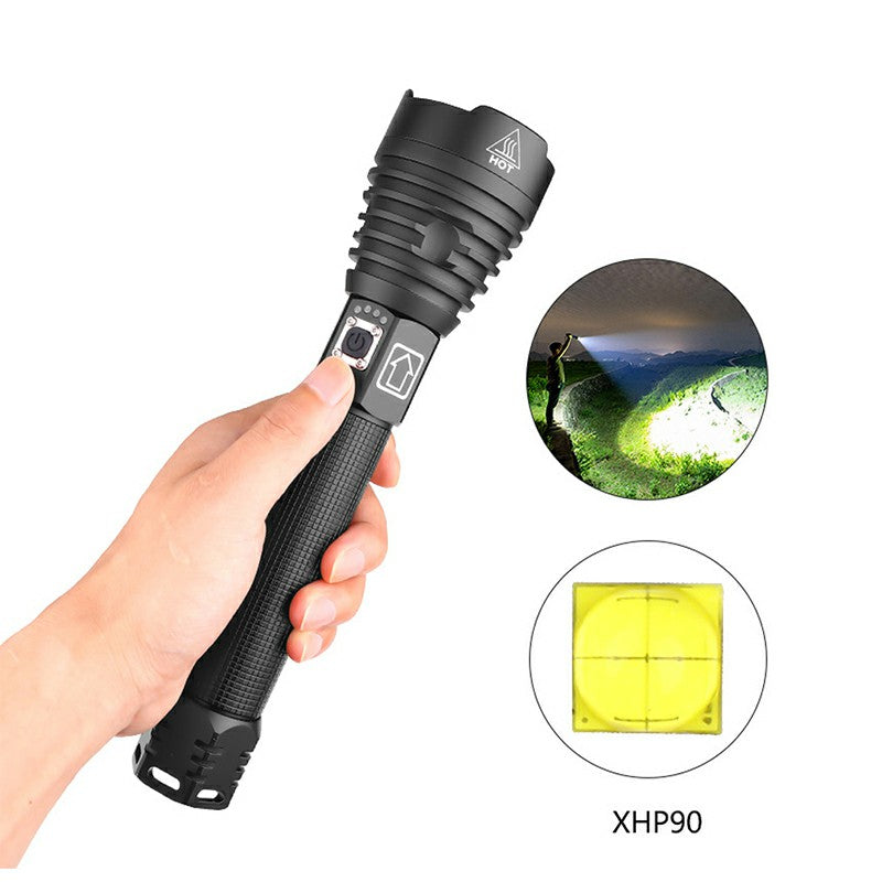 UKCA High Quality USB Rechargeable Flashlight P90 LED Torch Zoomable Super Bright Torch