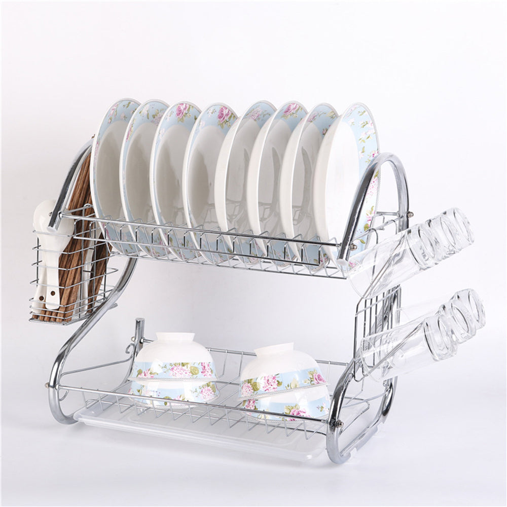 "Elevate Your Kitchen Organization with Our 2 Tier Dish Drainer Rack!"