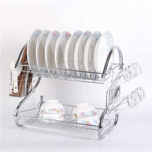 "Elevate Your Kitchen Organization with Our 2 Tier Dish Drainer Rack!"