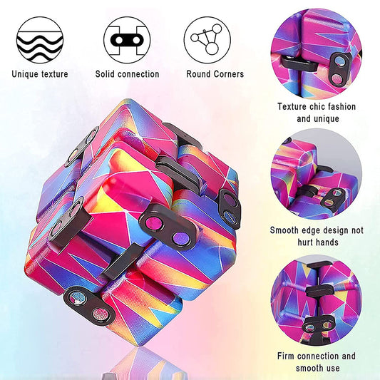 Sensory Infinity Cube Stress Fidget for Autism Anxiety Relief - Purple