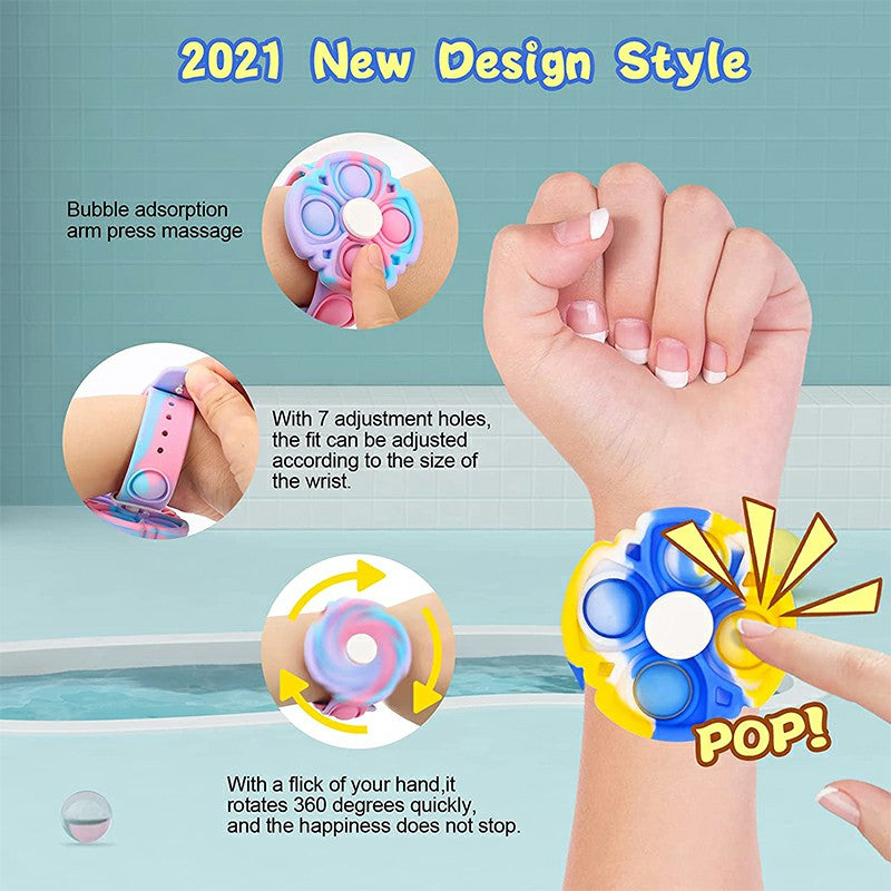 Push Pop Bubble Bracelet Fidget Bracelet Rotating Stress Relief Wristband Gifts