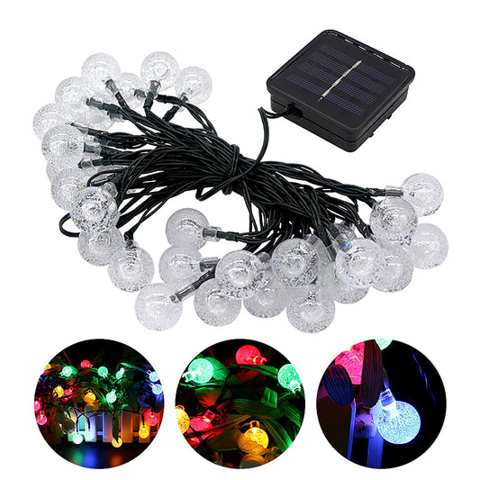Illuminate Your Christmas with Colorful 6.5M 30 LED Bubble Ball Shaped Solar Powered String Lights